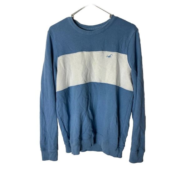 HOLLISTER MENS BLUE WHITE STRIPE SWEATSHIRT SIZE MEDIUM SHIRT Sweater - Picture 2 of 3